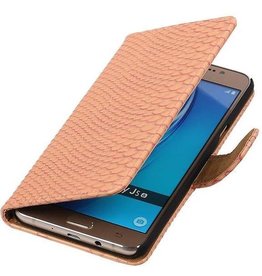 Slang Bookstyle Hoesje voor Samsung Galaxy J5 (2016) J510F Licht Roze