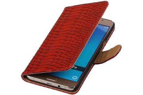 Slang Bookstyle Hoes voor Galaxy J7 (2016) J710F Rood