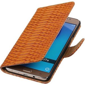 Slang Bookstyle Hoes - Geschikt voor Samsung Galaxy J7 (2016) J710F Bruin