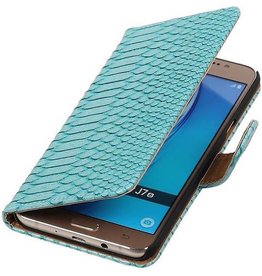 Slang Bookstyle Hoes voor Galaxy J7 (2016) J710F Turquoise