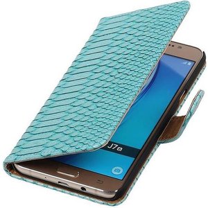 Slang Bookstyle Hoes voor Galaxy J7 (2016) J710F Turquoise