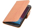 Snake Bookstyle Wallet Case Hoesje - Geschikt voor Moto G4 / G4 Plus Licht Roze
