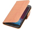 Snake Bookstyle Wallet Case Hoesje voor Moto G4 / G4 Plus Licht Roze