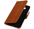 Snake Bookstyle Wallet Case Hoesje voor Huawei P8 Lite Bruin