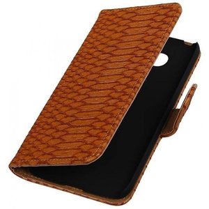 Snake Bookstyle Wallet Case Hoesje - Geschikt voor Huawei P8 Lite Bruin
