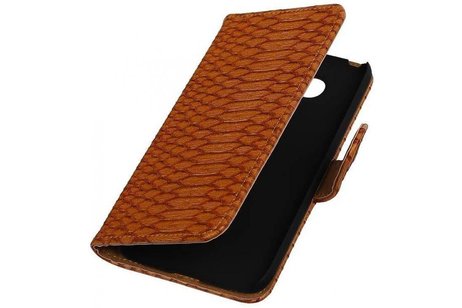 Snake Bookstyle Wallet Case Hoesje voor Huawei P8 Lite Bruin