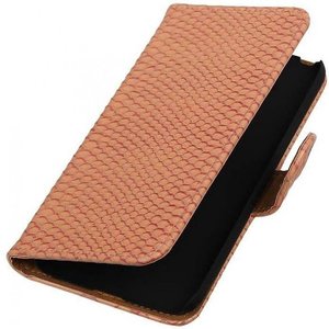 Snake Bookstyle Wallet Case Hoesje - Geschikt voor Huawei P8 Lite Licht Roze