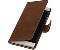 Bark Bookstyle Wallet Case Hoesje Geschikt voor de Huawei Ascend P8 Bruin