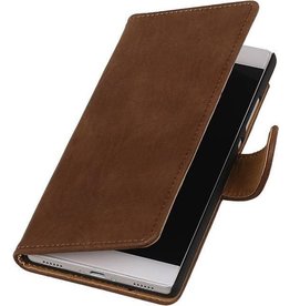 Hout Bookstyle Hoes voor Huawei Ascend P8 Bruin