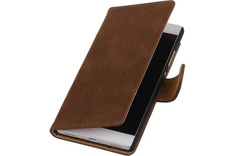 Bark Bookstyle Wallet Case Hoesje Geschikt voor de Huawei Ascend P8 Bruin