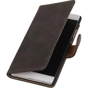 Bark Bookstyle Wallet Case Hoesje Geschikt voor de Huawei Ascend P8 Grijs