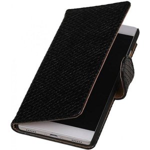 Snake Bookstyle Wallet Case Hoesje - Geschikt voor Huawei P8 Zwart