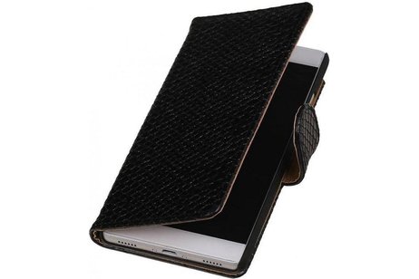 Snake Bookstyle Wallet Case Hoesje - Geschikt voor Huawei P8 Zwart