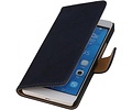 Bark Bookstyle Wallet Case Hoesje Geschikt voor de Huawei Ascend P8 Donker Blauw
