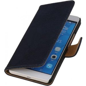 Bark Bookstyle Wallet Case Hoesje voor Huawei Ascend P8 Donker Blauw