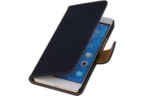 Bark Bookstyle Wallet Case Hoesje Geschikt voor de Huawei Ascend P8 Donker Blauw