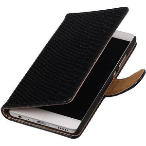 Snake Bookstyle Wallet Case Hoesje - Geschikt voor Huawei P9 Zwart