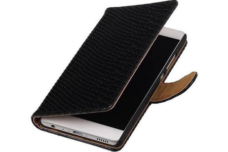 Snake Bookstyle Wallet Case Hoesje - Geschikt voor Huawei P9 Zwart