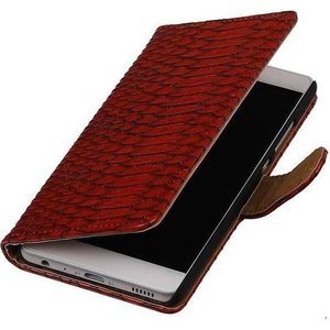 Snake Bookstyle Wallet Case Hoesje - Geschikt voor Huawei P9 Rood