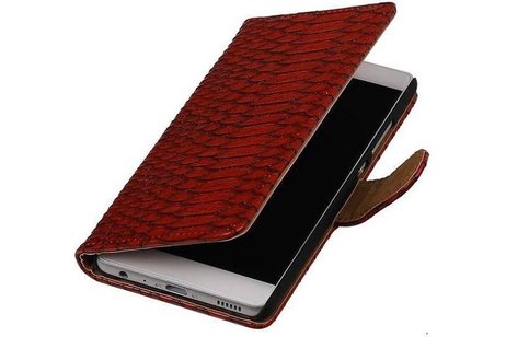 Snake Bookstyle Wallet Case Hoesje - Geschikt voor Huawei P9 Rood