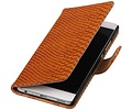 Snake Bookstyle Wallet Case Hoesje - Geschikt voor Huawei P9 Bruin