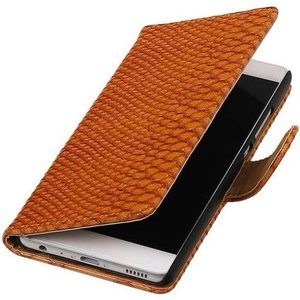 Snake Bookstyle Wallet Case Hoesje - Geschikt voor Huawei P9 Bruin