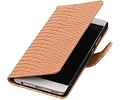 Snake Bookstyle Wallet Case Hoesje - Geschikt voor Huawei P9 Licht Roze