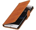 Snake Bookstyle Wallet Case Hoesje - Geschikt voor Huawei P9 Lite Bruin