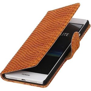 Snake Bookstyle Wallet Case Hoesje - Geschikt voor Huawei P9 Lite Bruin