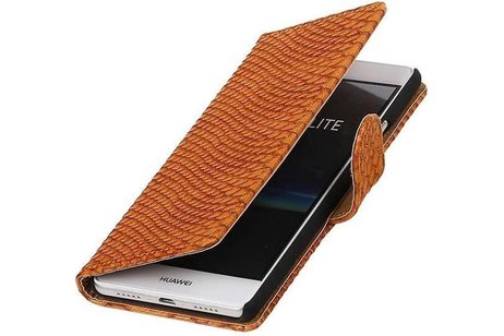 Snake Bookstyle Wallet Case Hoesje voor Huawei P9 Lite Bruin