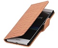 Snake Bookstyle Wallet Case Hoesje - Geschikt voor Huawei P9 Lite Licht Roze