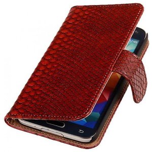 Snake Bookstyle Wallet Case Hoesje voor Galaxy S5 mini G800F Rood