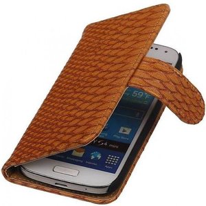 Snake Bookstyle Wallet Case Hoesje voor Galaxy S5 mini G800F Bruin