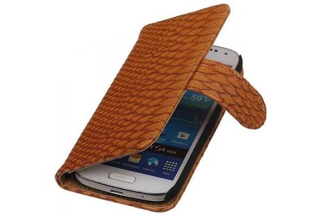 Snake Bookstyle Wallet Case Hoesje voor Galaxy S5 mini G800F Bruin