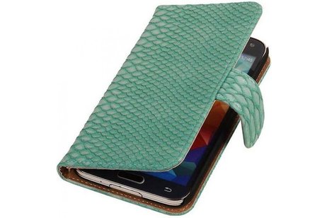 Snake Bookstyle Wallet Case Hoesje voor Galaxy S5 mini G800F Turquoise