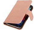 Snake Bookstyle Wallet Case Hoesje voor Galaxy S5 mini G800F Licht Roze