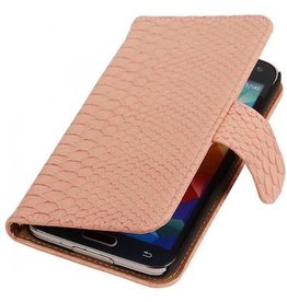 Slang Bookstyle Hoes voor Samsung Galaxy S5 mini G800F Licht Roze