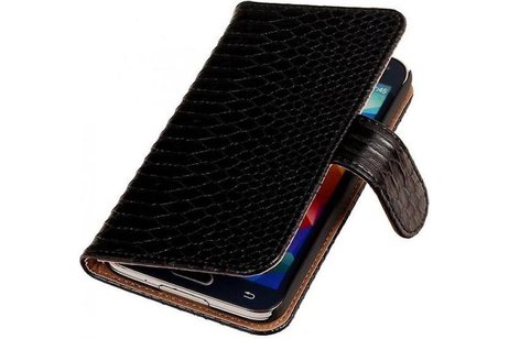 Snake Bookstyle Wallet Case Hoesje - Geschikt voor Samsung Galaxy S5 G900F Zwart