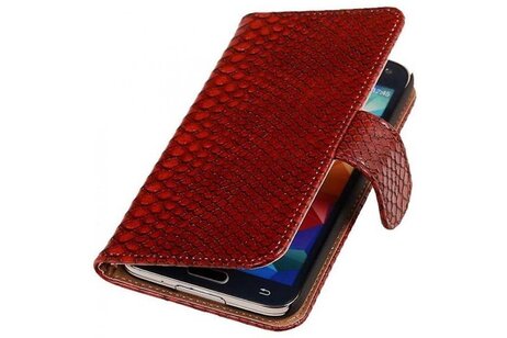 Snake Bookstyle Wallet Case Hoesje - Geschikt voor Samsung Galaxy S5 G900F Rood