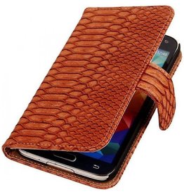 Slang Bookstyle Hoes voor Samsung Galaxy S5 G900F Bruin