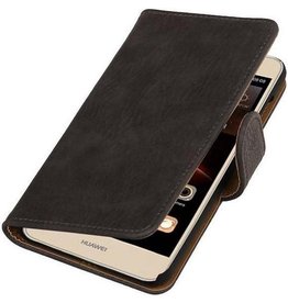 Hout Bookstyle Hoesje voor Huawei Y5 II Grijs