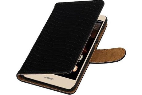 Snake Bookstyle Wallet Case Hoesje - Geschikt voor Huawei Y5 II Zwart