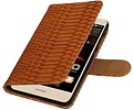 Snake Bookstyle Wallet Case Hoesje - Geschikt voor Huawei Y5 II Bruin