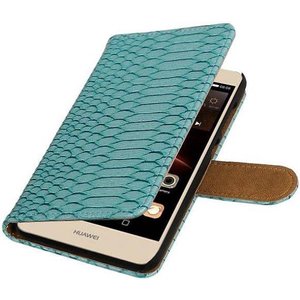 Snake Bookstyle Wallet Case Hoesje voor Huawei Y5 II Turquoise