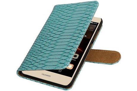 Snake Bookstyle Wallet Case Hoesje voor Huawei Y5 II Turquoise
