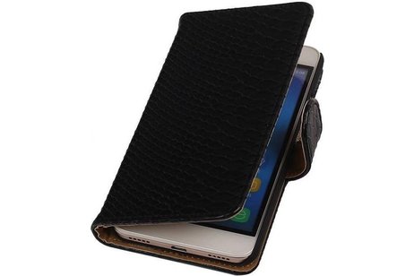 Snake Bookstyle Wallet Case Hoesje - Geschikt voor Huawei Honor 4 A / Y6 Zwart