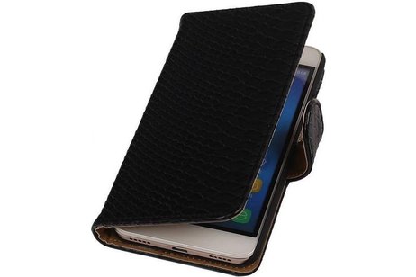 Snake Bookstyle Wallet Case Hoesje voor Huawei Honor 4 A / Y6 Zwart