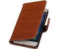Snake Bookstyle Wallet Case Hoesje - Geschikt voor Huawei Honor 4 A / Y6 Bruin