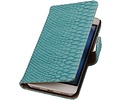 Snake Bookstyle Wallet Case Hoesje voor Huawei Honor 4 A / Y6 Turquoise