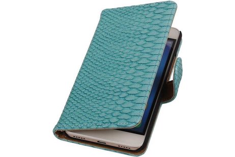 Snake Bookstyle Wallet Case Hoesje voor Huawei Honor 4 A / Y6 Turquoise